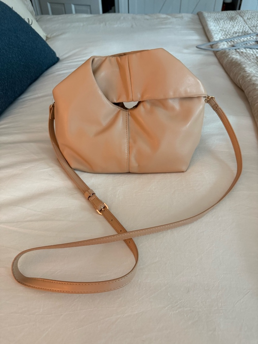 Beige Soft Vegan Leather Crossbody/Hand Bag